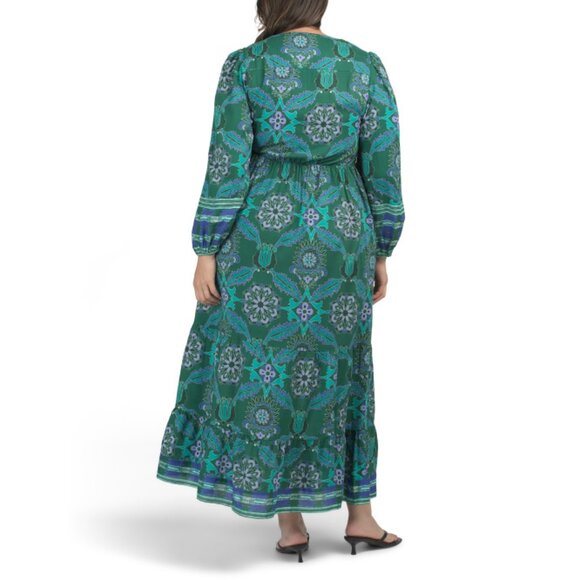 CELINA MOON Dark Green Plus Floral Print Maxi Dress - Picture 2 of 2